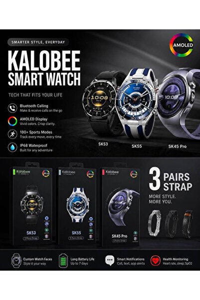 Generic Brand Smart Watch with 3 pairs strap