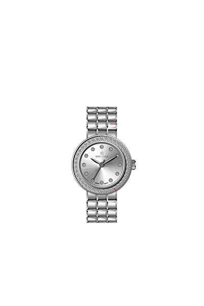 Seen Time ساعة نسائية من سين تايم تأتي بعلبة دائرية أنيقة مرصعة بالأحجار اللا...