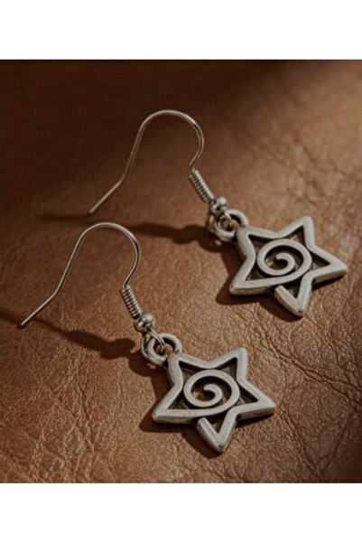 Corvus kolye&bileklik Silver Spiral Star Y2K Earrings