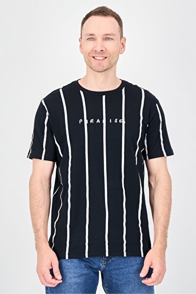 Free Planet Men Crew Neck Short Sleeve Embroidered T-Shirt, Multicolor