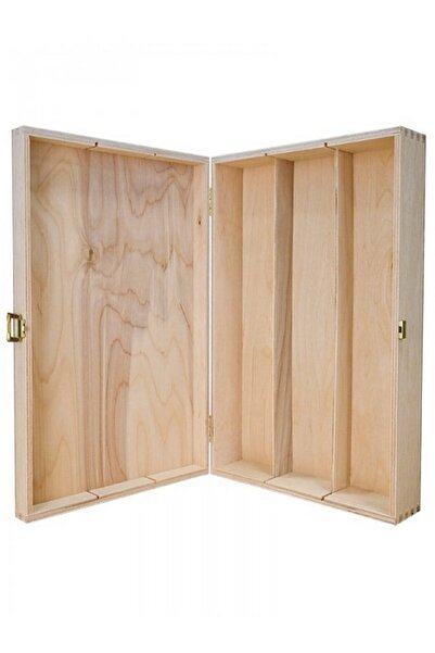INATECH Cutie din Lemn pentru 3 Sticle de Vin, 335 x 270 x 95 mm, Capac cu Ba...