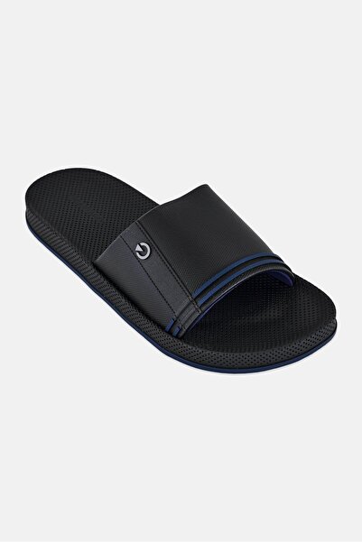 Cartago Men Brand Logo Slip On Slides, Black