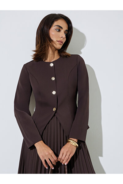 Styli Brown Long Sleeves Button Down Blouse