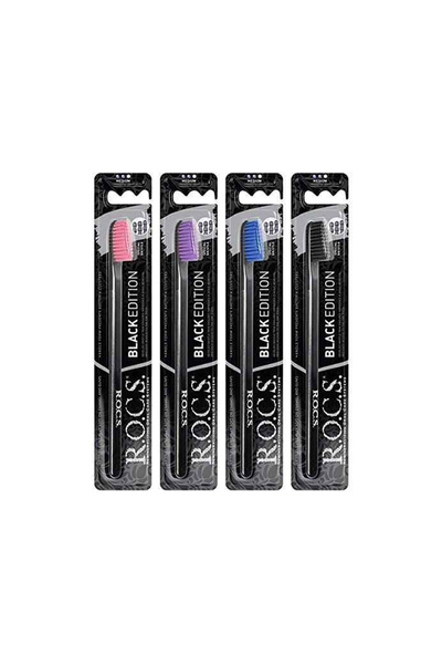 R.O.C.S. Rocs Black Edition Özel Kıl Dokulu Diş Fırçası - Orta Sert (4 Adet)