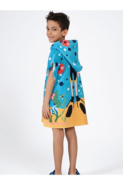 diabella Diving Child Printed Poncho Beach Towel