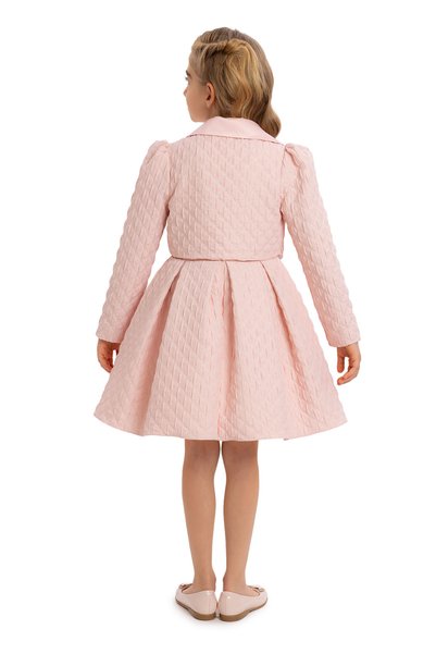 Pamina Girl's Evening Dress Pearl Satin Jacquard Dress and Short Jacket Two-Piece Set - Birthday, Party, Wedding, Graduation (8, 9, 10, 11, 12 Years) 34373Pr