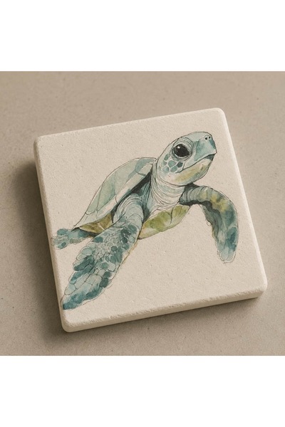 Sea Turtle Doğal Taş Bardak Altlığı