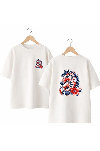 playwear Tricou cu decolteu rotund, cu imprimeu floral albastru, pe spate și ...