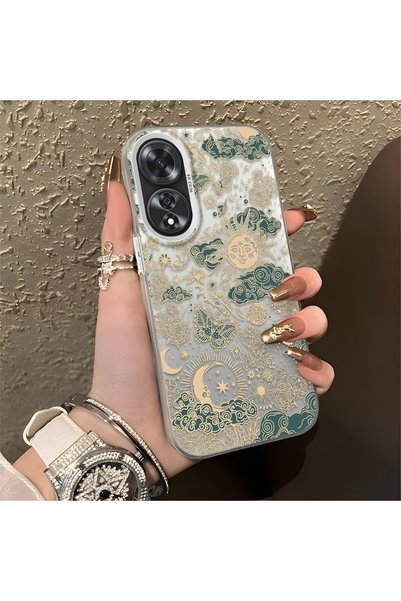 ARTISHELL Oppo A60 Uyumlu Altın Renkli Güneş Ay Deseni Şık Telefon Kılıfı