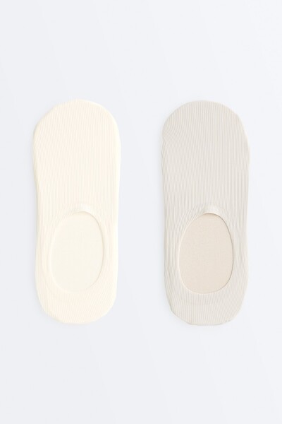 Oysho 2 pairs of microfibre rib high-cut invisible socks