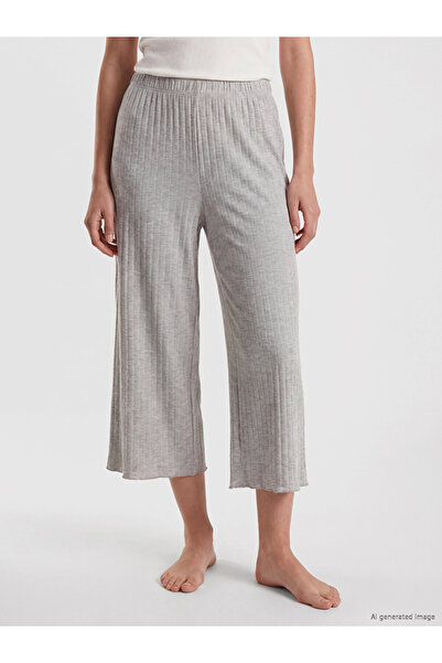 LC Waikiki Wide Leg Women's Ribbed Capri Pajama Bottoms