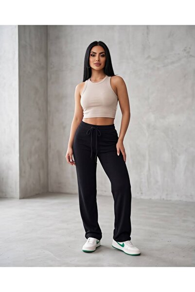 Trend Kapında Women's High Waist Lace-Up Loose-Leg Comfortable Fit Sweatpants...