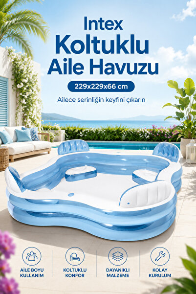 welcomein Koltuklu Aile Havuzu 229x229x66 cm Şişme Oturma Alanlı Bahçe ve Ter...