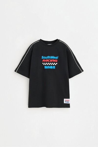 LEFTIES Racing baskılı t-shirt