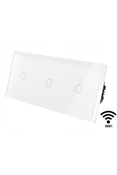 İNDUAL Întrerupător tactil triplu din sticlă Wifi 1+1+1 Tuya Smart Life Gri