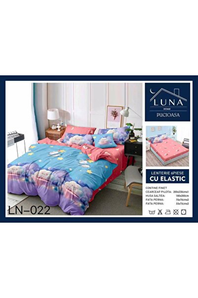 Pucioasa Lenjerie de Pat Finet Gros 6 Piese Cearceaf cu Elastic 180x200 cm