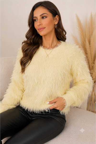 BELLA VESTE ATELİER Women's Polo Neck Soft Textured Knitwear Sweater Soft Textured Long Sleeve Stylish Casual Sweater