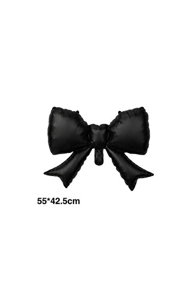 Patladı Gitti Black Ribbon Bow Foil Balloon 55X42.5 cm
