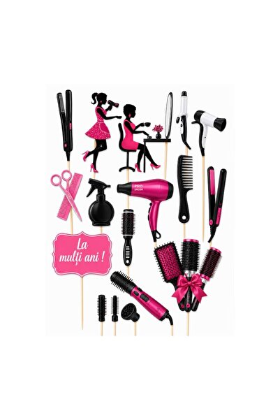 DecoParty Set de decor pentru tort – Tematică Coafor, 18 piese, Carton, Bețe ...
