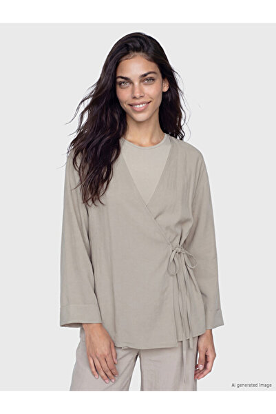 LC Waikiki I Double-Breasted Roba Yaka Textured Modal Blended Women's Kimono ...