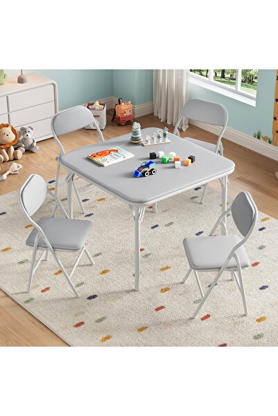 Garvee 5-Piece Folding Kids Table and Chairs Set with 4 Chairs for Toddlers