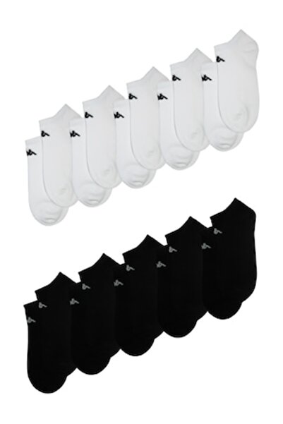 Kappa Set 10 perechi de șosete scurte, bărbați, negru-alb, 43-46
