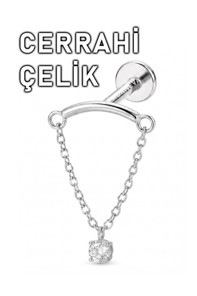 MORNEVA Cerrahi Çelik Yuvarlak Taş Sallantılı Gizli Hidden Helix Piercingi (1...