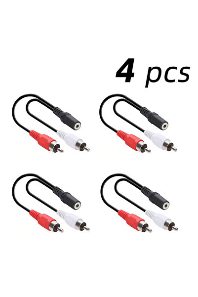 Choice3 Black 4pcs 3.5mm To 2RCA Cable 3.5mm Jack Female To 2RCA Male Stereo ...