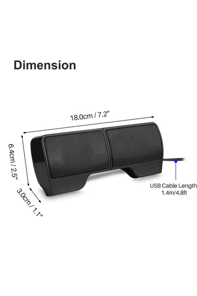 Choice one size Black Clip On USB Wired Stereo Speaker for Laptop PC Desktop ...