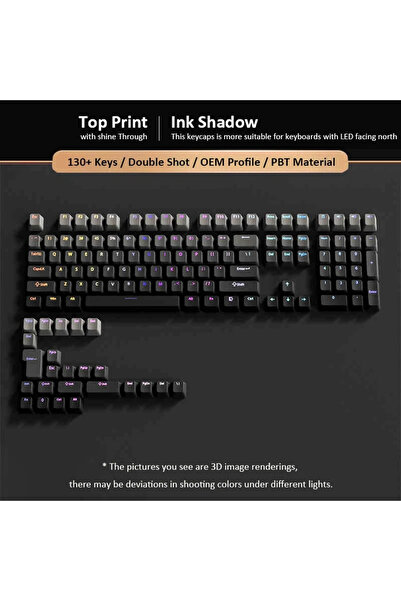 Choice11 Ink Shadow Gradient Backlit RGB Keycap OEM Profile PBT Double Shot K...