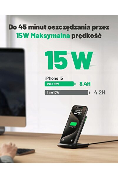 NO BRAND Încărcător wireless 15W, stație de încărcare rapidă tip stand pentru...