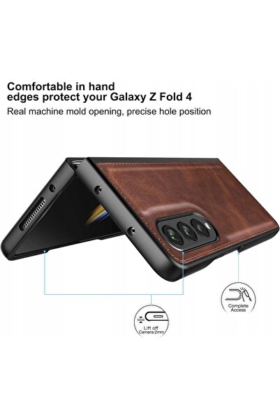 NO BRAND Husă din piele Foluu pentru Samsung Galaxy Z Fold 4 5G armură 360 bronz