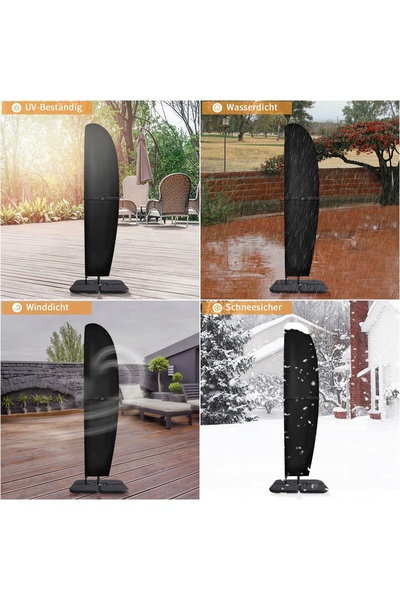 NO BRAND Husă pentru umbrelă de grădină impermeabilă neagră anti UV 265 x 70/...