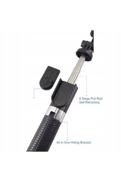NO BRAND Selfie stick cu suport pentru telefon, telecomandă Bluetooth și trep...
