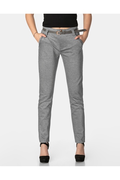 NO BRAND Pantaloni eleganți de damă tip chinos cu talie înaltă + curea 218514...