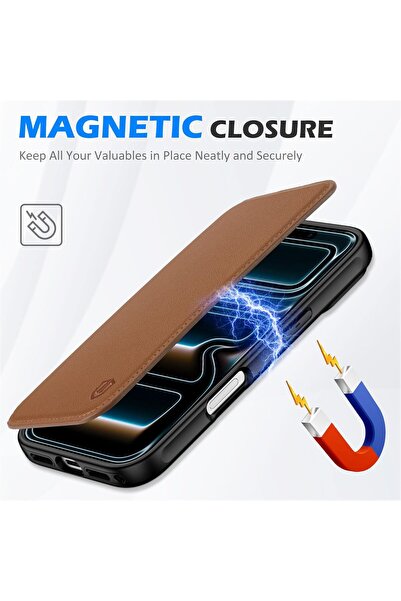 NO BRAND Husă din piele naturală Shieldon MagSafe pentru iPhone 17, subțire, ...