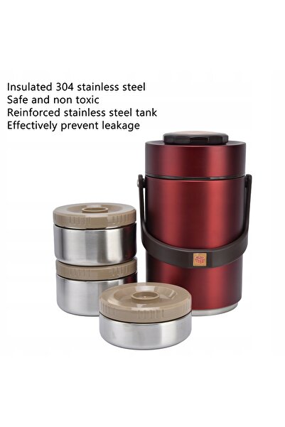 NO BRAND Termos pentru prânz, 3 straturi, 2,3 L, portabil