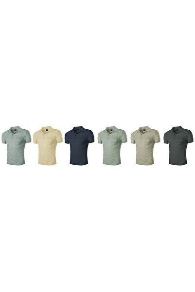 NO BRAND Tricou polo subțire, larg, din bumbac, cu mânecă scurtă, pentru bărb...