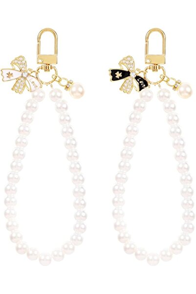 Generic 2 Pcs Pearl Phone Charm Butterfly Beaded Smartphone Bracelets Wrist S...