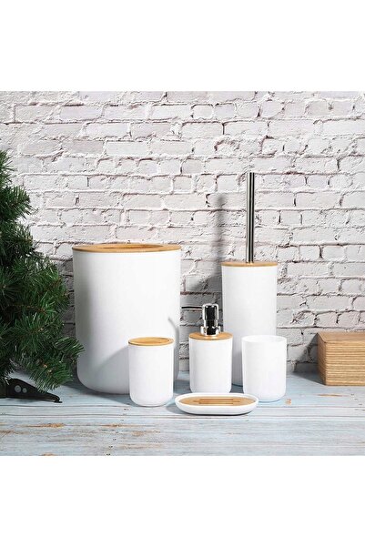 Gockowiak Set de baie, perie WC, coș, 6 în 1, accesorii, dozator, pahar