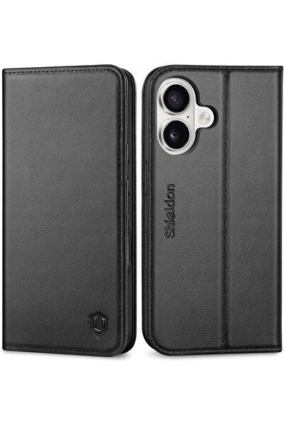 NO BRAND Shieldon Husă tip portofel din piele naturală autentică pentru iPhon...