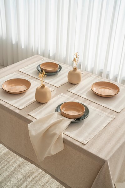 Country House Sand Cotton Tablecloth – Latte Beige