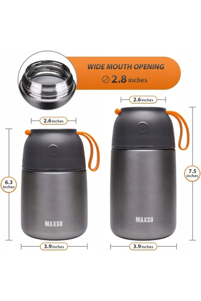 NO BRAND SET CUTIE PRÂNZ, CONTAINER TERMIC, TERMOS MAXSO 500 ml + 700 ml
