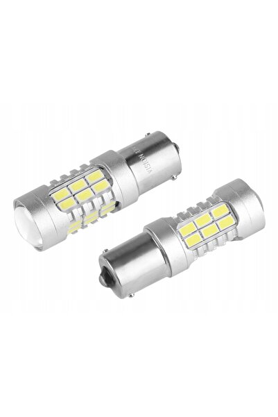 NO BRAND Bec LED Vision P21W Ba15S 12/24V cu Canbus și lentilă, Alb, 2 bucăți