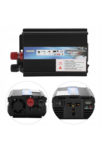 NO BRAND Convertor auto 12V 220V 500W cu protecție de siguranță