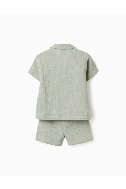 Ziddy Cotton Shirt And Shorts Set For Newborn And Baby Boys, Light Green