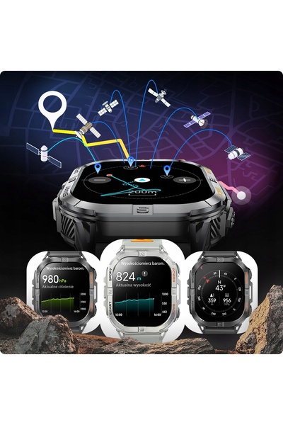 NO BRAND Smartwatch JG Smart JG72-GPS argintiu