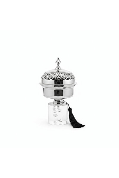 AKDC Acrylic Footed Silver Metal Candy Bowl with Lid - Large 20×12 cm
