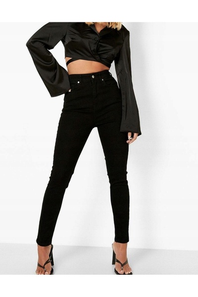 NO BRAND PANTALONI DE BLUGI NEGRI, STIL SKINNY, CU TALIE ÎNALTĂ, CLASICI, BOO...