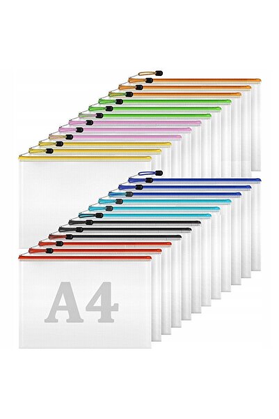 NO BRAND 24× Mapă Extra cu Fermoar A4, Culori Asortate, 34,3 X 24,1 cm, Întărită
